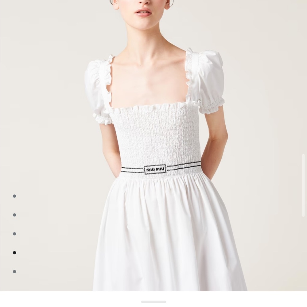 Miu Miu White Poplin Puff Sleeve Dress